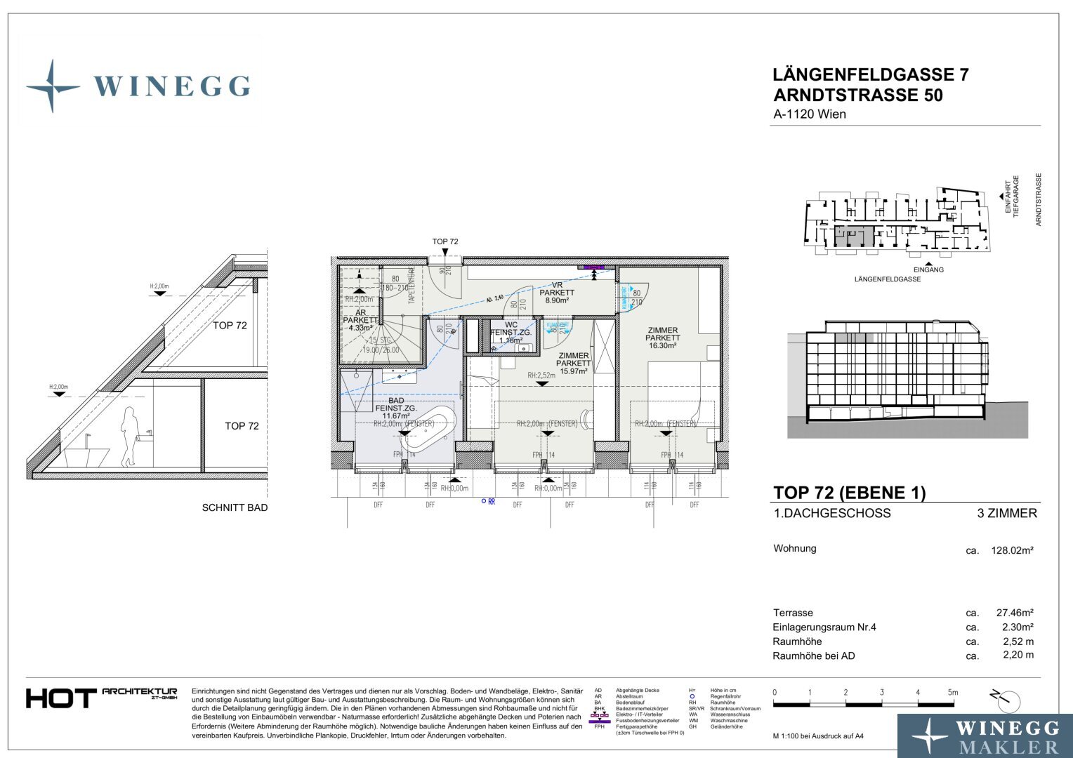 Wohnung zum Kauf provisionsfrei 1.123.600 € 3 Zimmer 128 m²<br/>Wohnfläche Arndtstraße 50 Wien 1120