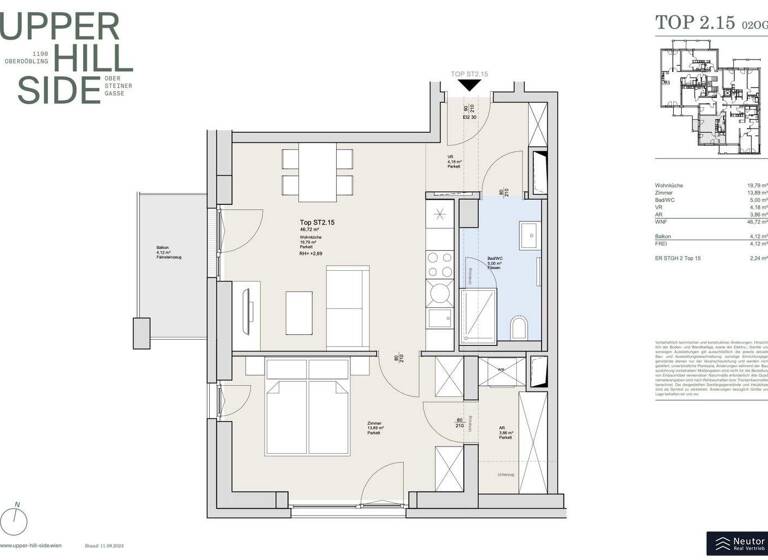 Wohnung zum Kauf - Erstbezug 439.000 € 2 Zimmer 46,7 m² 2. Geschoss Obersteinergasse Wien 1190