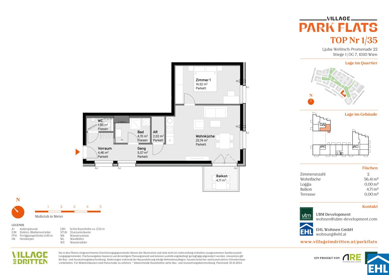 Wohnung zum Kauf 474.000 € 2 Zimmer 56,4 m²<br/>Wohnfläche 7.<br/>Geschoss Ljuba-Welitsch-Promenade Wien 1030