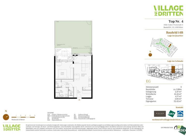 Wohnung zum Kauf - Erstbezug 444.000 € 2 Zimmer 61,4 m² EG Hilde-Güden-Promenade 11 Wien 1030