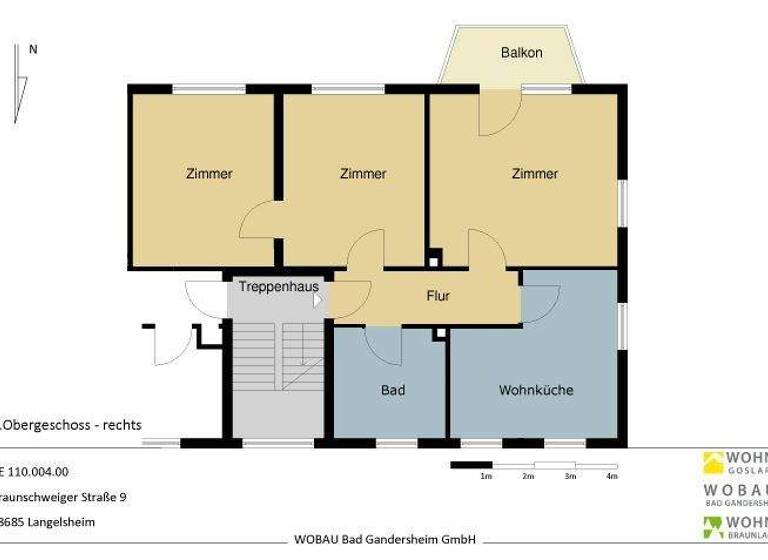 Wohnung zur Miete 430 € 4 Zimmer 74 m² 1. Geschoss frei ab 01.03.2026 Braunschweiger Straße 9 Langelsheim 38685