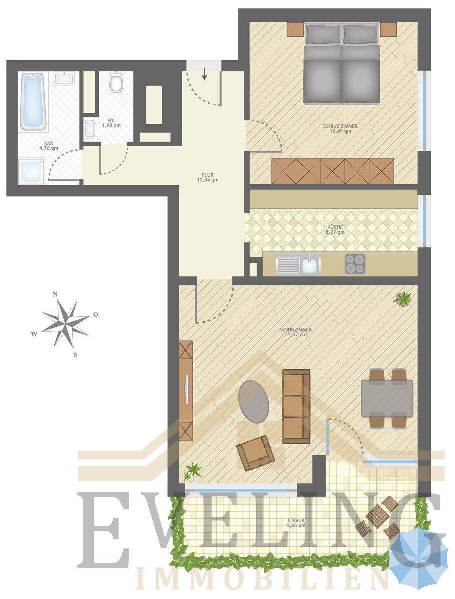 Wohnung zum Kauf 376.000 € 2 Zimmer 71 m²<br/>Wohnfläche 2.<br/>Geschoss Neuried Neuried 82061