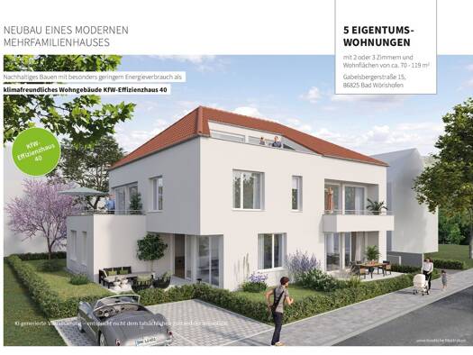 Terrassenwohnung zum Kauf - Erstbezug provisionsfrei 449.000 € 2 Zimmer 73,3 m² Bad Wörishofen Bad Wörishofen 86825