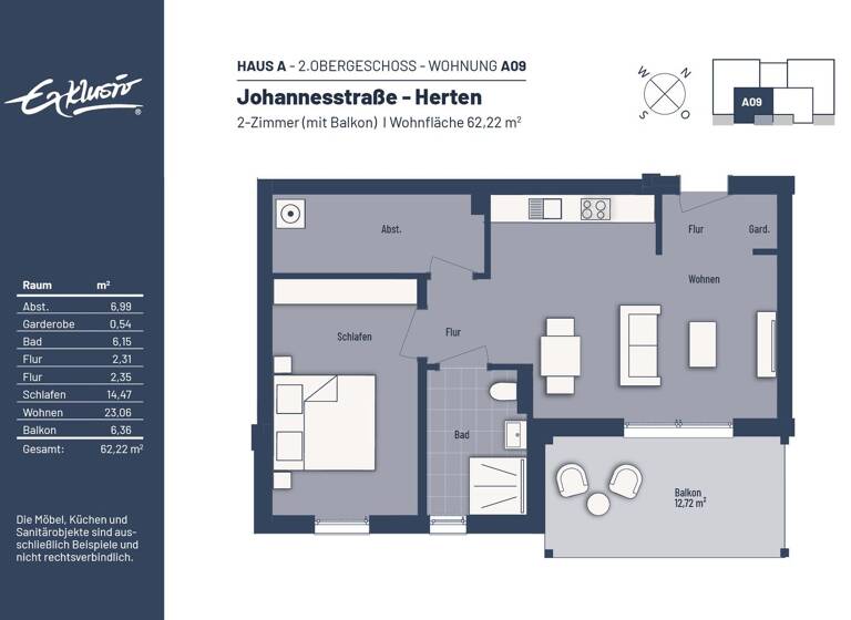 Wohnung zum Kauf - Erstbezug provisionsfrei 255.000 € 2 Zimmer 62,2 m² Westerholt Herten 45701