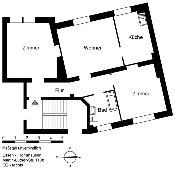 Wohnung zur Miete 579 € 3 Zimmer 76,5 m²<br/>Wohnfläche EG<br/>Geschoss Martin-Luther-Straße 110b Frohnhausen Essen 45144