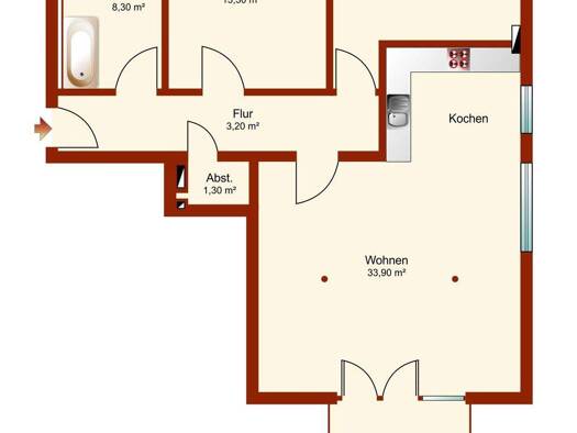 Wohnung zur Miete 950 € 3 Zimmer 78,2 m² 2. Geschoss frei ab sofort Gengenbach 77723