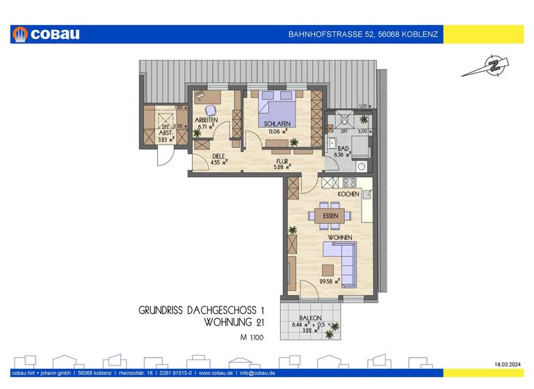 Wohnung zum Kauf - Erstbezug provisionsfrei als Kapitalanlage geeignet 395.000 € 2,5 Zimmer 72 m² Bahnhofstraße 52 Mitte Koblenz 56068