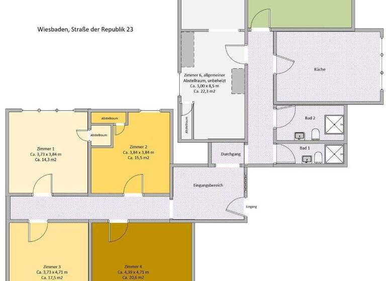 Studio zur Miete Wohnen auf Zeit 545 € 1 Zimmer 15 m² frei ab sofort Straße der Republik 23 Biebrich Wiesbaden 65203