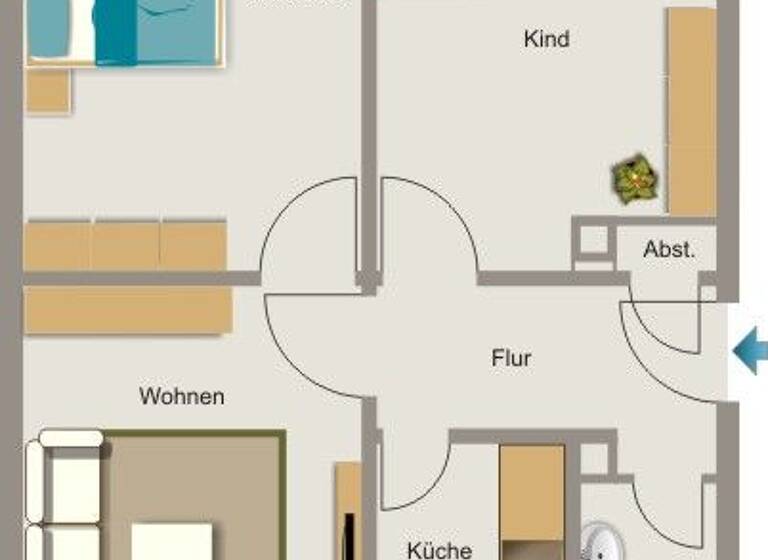 Wohnung zur Miete 360 € 3,5 Zimmer 54,5 m² 1. Geschoss Lohstraße 21 Vierlinden Duisburg 47178