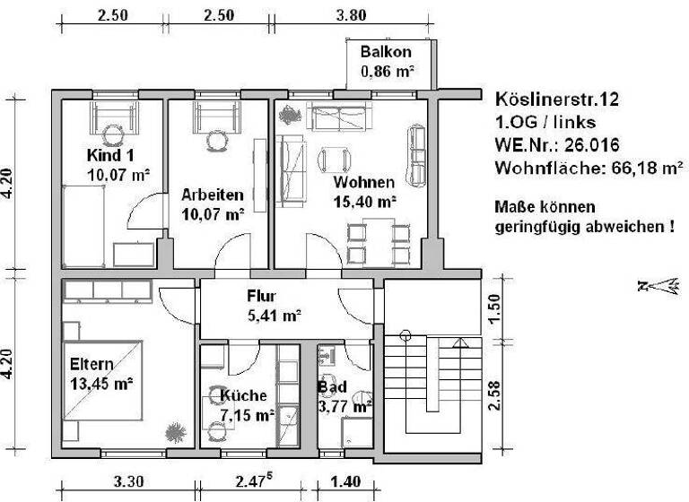 Wohnung zur Miete 725 € 4 Zimmer 66,2 m² frei ab sofort Kösliner Str. 12 Innenstadt Minden 32427