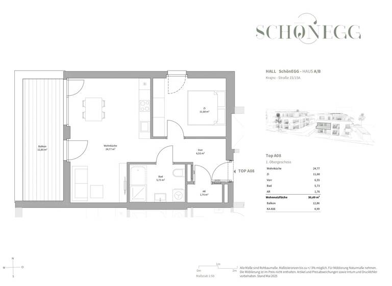 Wohnung zum Kauf - Erstbezug 411.400 € 2 Zimmer 50,5 m² 1. Geschoss Hall in Tirol 6060