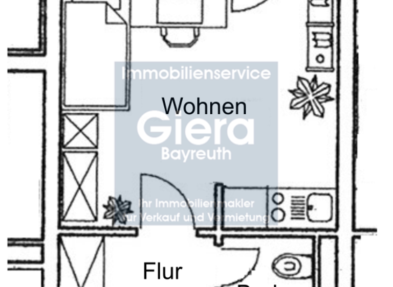 Studio zur Miete 340 € 1 Zimmer 21,8 m² 1. Geschoss frei ab 01.04.2026 Lise-Meitner-Platz 18 Oberkonnersreuth Bayreuth 95448