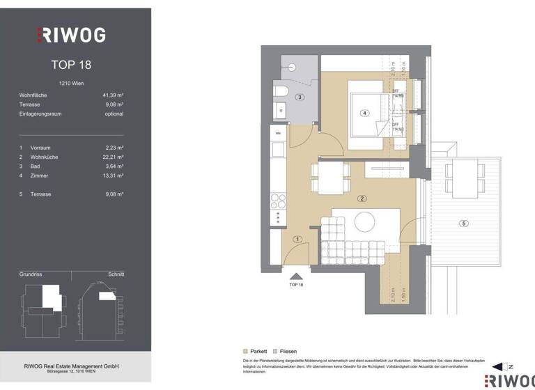 Wohnung zum Kauf - Erstbezug 299.000 € 2 Zimmer 41,4 m² 5. Geschoss Bahnsteggasse 4 Wien 1210