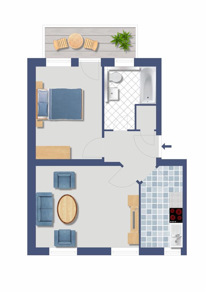 Wohnung zum Kauf provisionsfrei 84.800 € 2,5 Zimmer 57,8 m²<br/>Wohnfläche 1.<br/>Geschoss Am Himgesberg 11 Hüttenheim Duisburg 47259