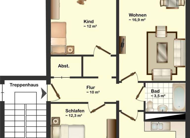 Wohnung zur Miete 397 € 3 Zimmer 66,1 m² 4. Geschoss B.-Brecht-Str. 11 Vetschau Vetschau/Spreewald 03226