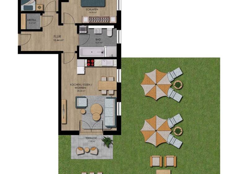 Terrassenwohnung zum Kauf - Erstbezug 305.000 € 3 Zimmer 78,2 m² 1. Geschoss Stephansposching 94569