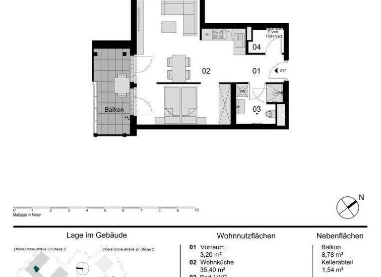 Wohnung zum Kauf - Erstbezug 390.000 € 1,5 Zimmer 46 m² 1. Geschoss Obere Donaustraße 23 Wien 1020