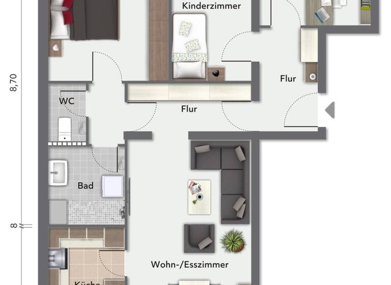 Wohnung zum Kauf 299.000 € 4 Zimmer 83 m²<br/>Wohnfläche 5.<br/>Geschoss Stadtmitte Neu-Ulm 89231