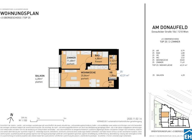 Wohnung zum Kauf - Erstbezug 299.500 € 2 Zimmer 42,3 m² 3. Geschoss Donaufelder Straße Wien 1210