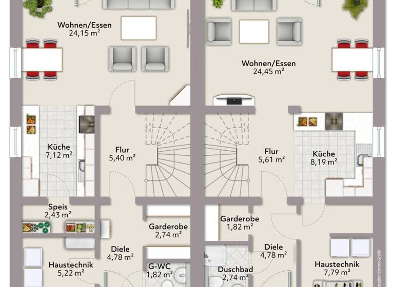 Doppelhaushälfte zum Kauf provisionsfrei 436.299 € 5 Zimmer 110 m² 250 m² Grundstück Strullendorf 96129