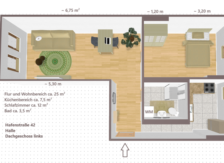 Wohnung zur Miete 330 € 2 Zimmer 47,2 m² 4. Geschoss Hafenstraße 42 Saaleaue Halle (Saale) 06108