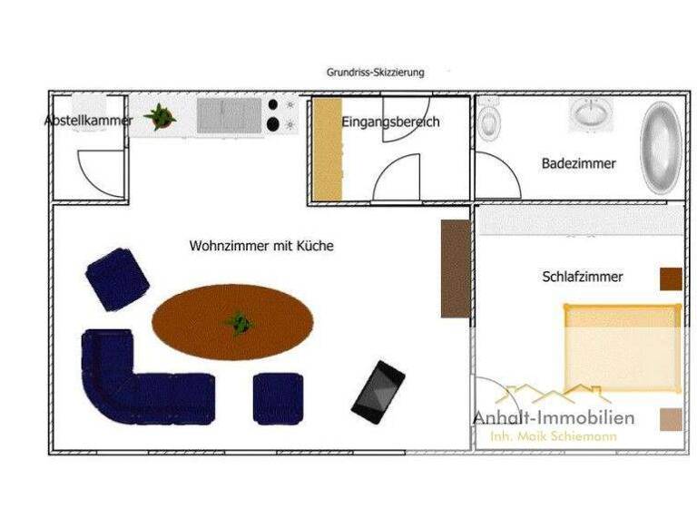 Wohnung zur Miete 288 € 2 Zimmer 39,9 m² 2. Geschoss frei ab 01.05.2026 Straße des Friedens 50 a-c Möhlau Gräfenhainichen OT Zschornewitz 06772