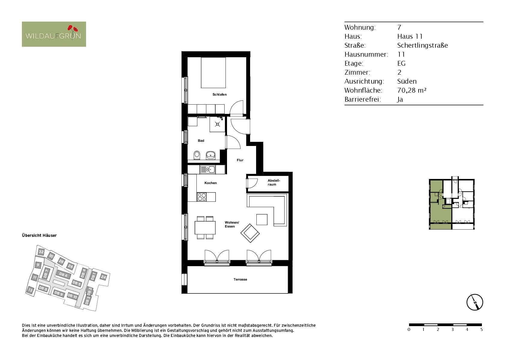 Wohnung zur Miete 1.090 € 2 Zimmer 70 m²<br/>Wohnfläche EG<br/>Geschoss ab sofort<br/>Verfügbarkeit Schertlingstraße 11 Wildau 15745