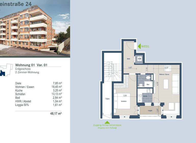 Wohnung zum Kauf provisionsfrei 255.000 € 2 Zimmer 48,2 m²<br/>Wohnfläche 1.<br/>Geschoss Schleußig Leipzig 04229