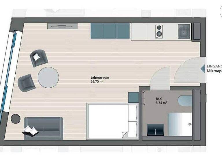 Studio zur Miete Wohnen auf Zeit 1.235 € 1 Zimmer 30 m² frei ab 01.06.2026 Weststadt Ulm 89077