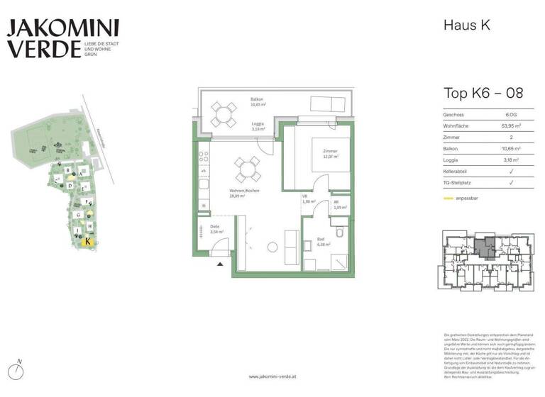 Wohnung zum Kauf - Erstbezug 299.000 € 2 Zimmer 54 m² 6. Geschoss Kasernstraße Jakomini Graz,06.Bez.:Jakomini 8010