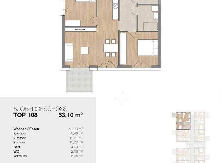 Wohnung zur Miete 900 € 3 Zimmer 63,1 m² 5. Geschoss Eggenberger Allee 10 Eggenberg Graz 8020
