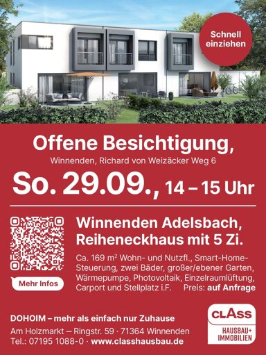 Reihenendhaus zum Kauf provisionsfrei 899.000 € 5 Zimmer 145,1 m² 306 m² Grundstück Höfen Winnenden 71364