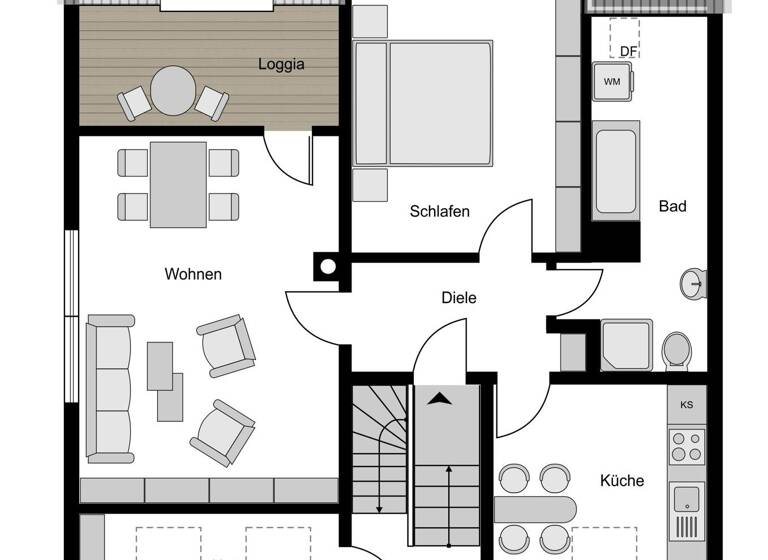 Wohnung zum Kauf 265.000 € 2,5 Zimmer 76 m²<br/>Wohnfläche Dachgeschoss<br/>Geschoss Grumme Bochum 44791