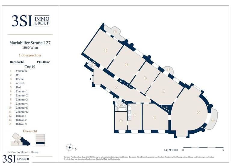 Büro zum Kauf 954.000 € 5 Zimmer Mariahilfer Straße 127 Wien 1060