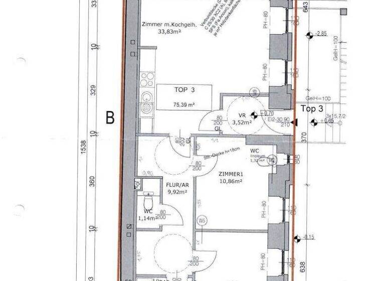 Wohnung zur Miete 1.027 € 3 Zimmer 75,4 m² EG Lerchenfelder Gürtel 30 Wien 1070