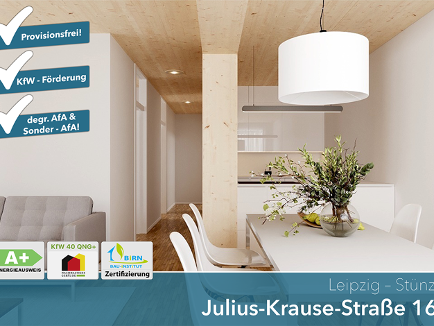 Wohnung zum Kauf - Neubau provisionsfrei als Kapitalanlage geeignet 313.040 € 2,5 Zimmer 60,2 m² Julius-Krause-Straße 16 Sellerhausen-Stünz Leipzig 04318