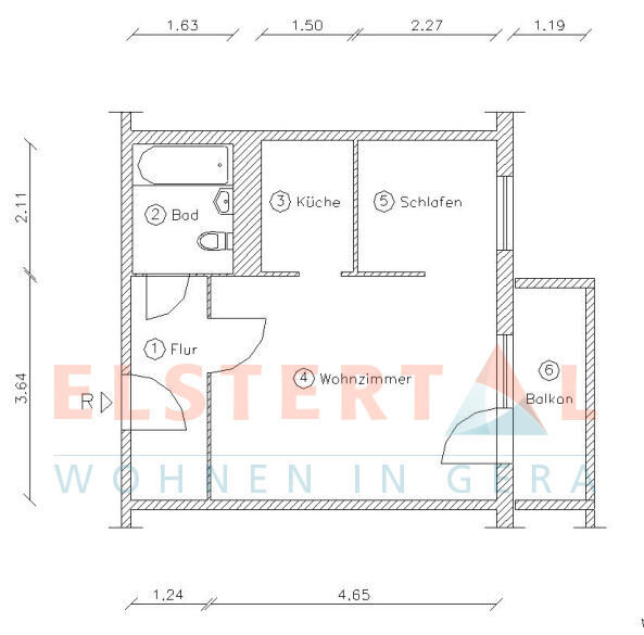 Wohnung zur Miete 262 € 1 Zimmer 34,9 m²<br/>Wohnfläche 4.<br/>Geschoss Hilde-Coppi-Straße 2/501 Bieblach - Ost 3 Gera 07552