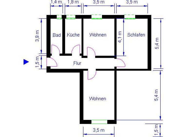 Wohnung zur Miete 565 € 3 Zimmer 73,4 m² 1. Geschoss Breiter Weg 29 Altstadt Magdeburg 39104