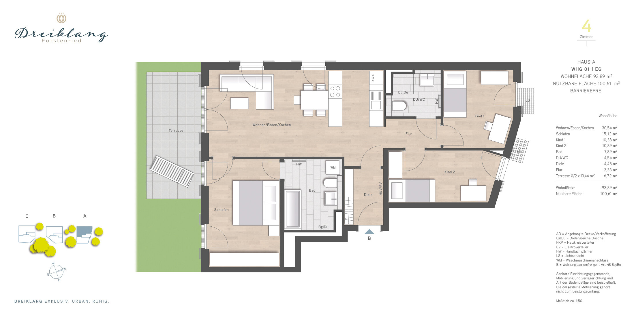 Wohnung zum Kauf provisionsfrei 1.099.900 € 4 Zimmer 93,9 m²<br/>Wohnfläche EG<br/>Geschoss Bauweberstraße 1c Forstenried München 81476