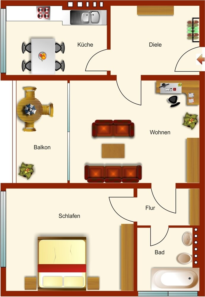 Wohnung zum Kauf 119.000 € 2 Zimmer 59 m²<br/>Wohnfläche 4.<br/>Geschoss Innenstadt Wülfrath 42489