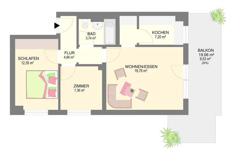 Wohnung zum Kauf 220.000 € 3 Zimmer 65 m² Gartenstadt Bad Wörishofen 86825