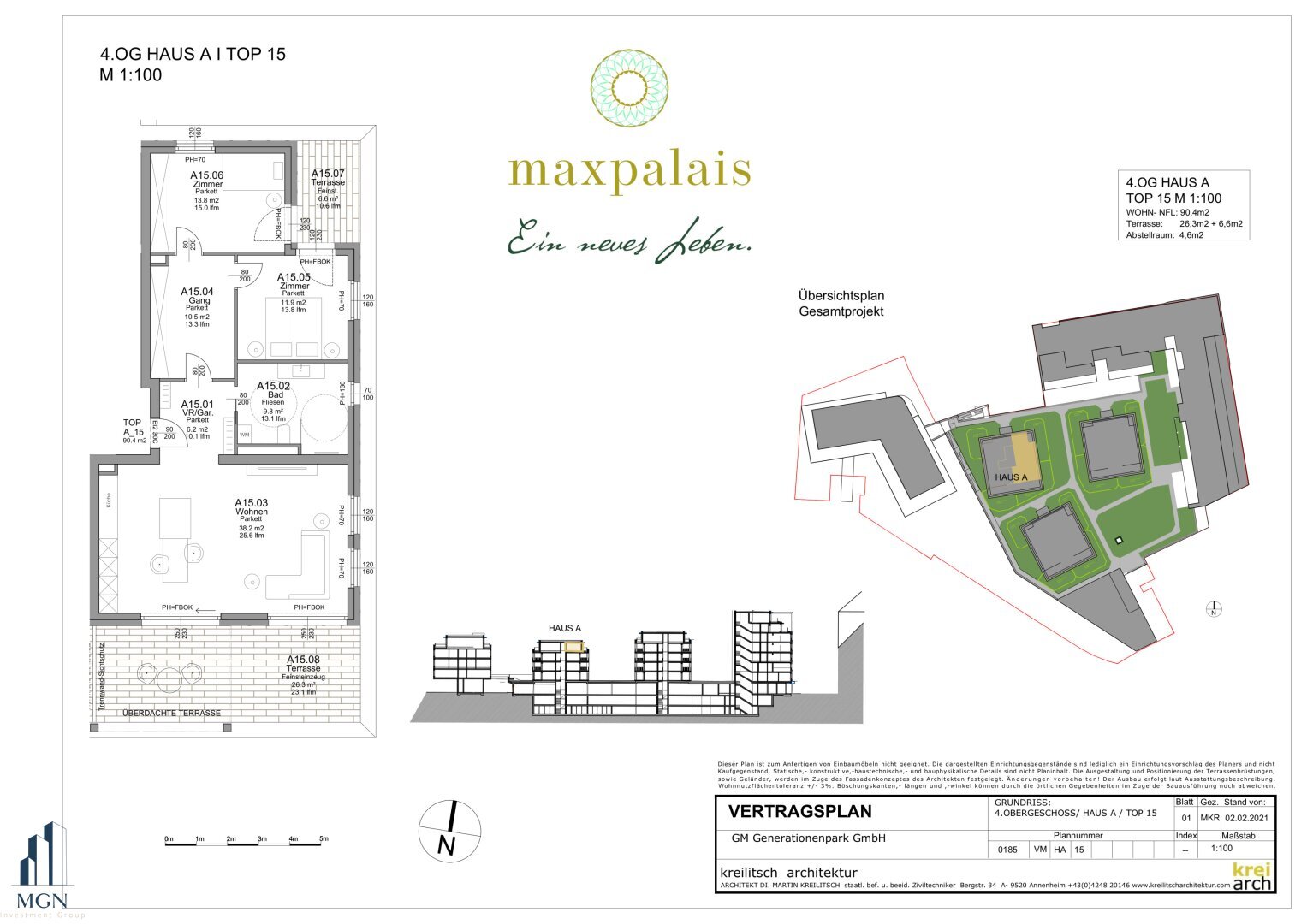 Penthouse zum Kauf 575.500 € 3 Zimmer 90,4 m²<br/>Wohnfläche 4.<br/>Geschoss Kaigasse Innere Stadt Villach 9500