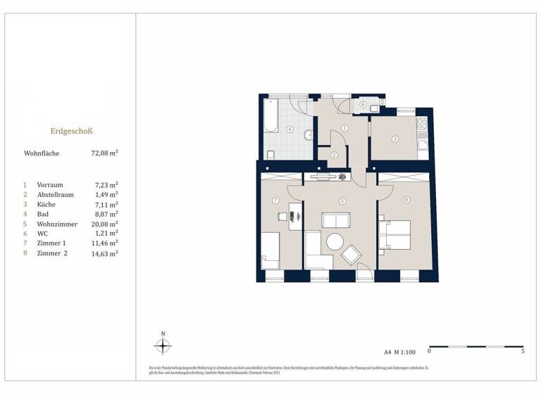 Wohnung zum Kauf 468.000 € 3 Zimmer 72,1 m² EG Wien,Josefstadt 1080
