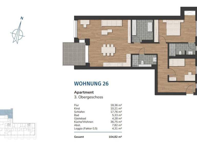 Wohnung zum Kauf provisionsfrei 485.000 € 3 Zimmer 104,8 m² 3. Geschoss Innenstadt Wilhelmshaven 26382