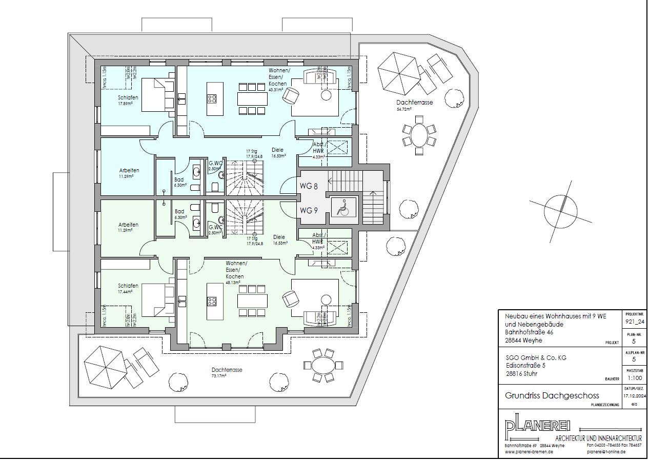 Penthouse zum Kauf provisionsfrei 577.890 € 3 Zimmer 133 m²<br/>Wohnfläche 3.<br/>Geschoss ab sofort<br/>Verfügbarkeit Kirchweyhe Weyhe 28844