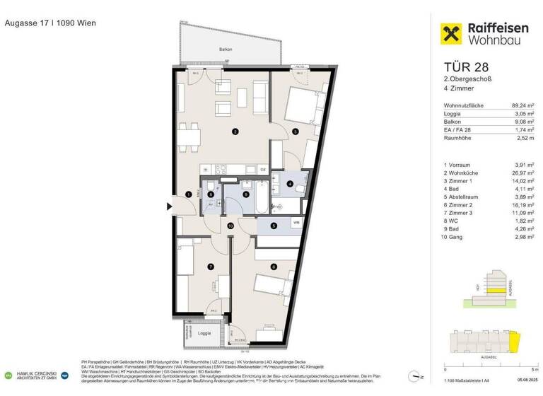 Terrassenwohnung zum Kauf - Erstbezug provisionsfrei 811.500 € 4 Zimmer 89,2 m² 2. Geschoss Wien,Alsergrund 1090