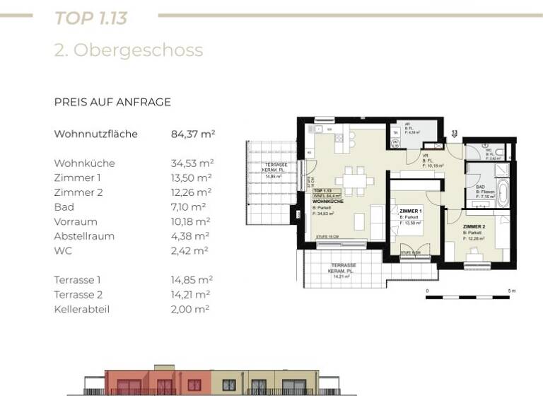 Wohnung zum Kauf - Erstbezug 335.000 € 3 Zimmer 84,4 m² 2. Geschoss Pöttschinger Straße Neudörfl 7201