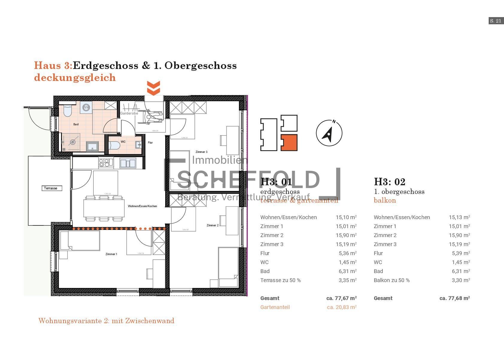 Wohnung zum Kauf provisionsfrei 407.900 € 4 Zimmer 77,7 m²<br/>Wohnfläche EG<br/>Geschoss Felsengartenstraße 22 Kernstadt Biberach an der Riß 88400