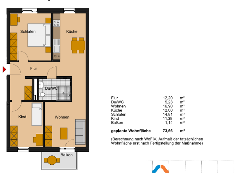 Wohnung zur Miete nur mit Wohnberechtigungsschein 685 € 3 Zimmer 73,7 m² 2. Geschoss frei ab 01.07.2026 Edmund-Hornung-Str. 4 Musikerviertel und amerik. Siedlung Schweinfurt 97424