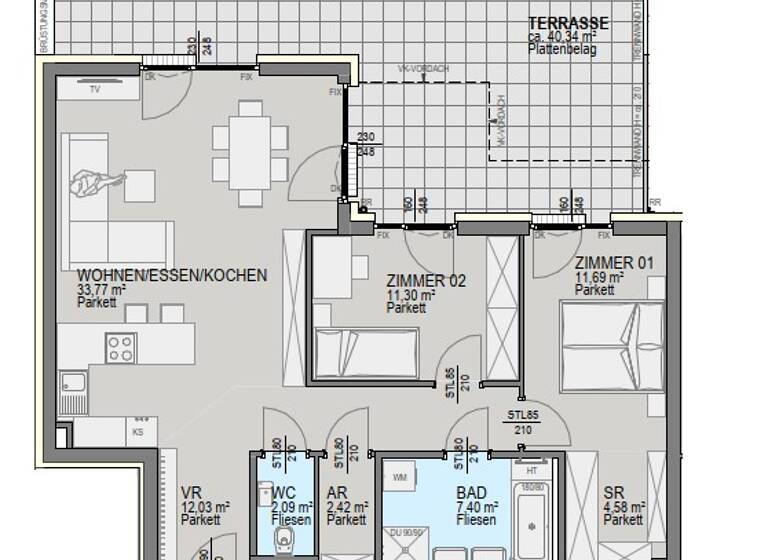 Penthouse zum Kauf - Erstbezug 590.900 € 3 Zimmer 85,3 m² 3. Geschoss Straßgang Graz 8054